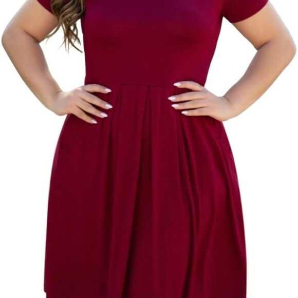 Plus Size Women's Rayon Spandex Swing Dress with Pockets Casual Wear - Picture 1 of 4